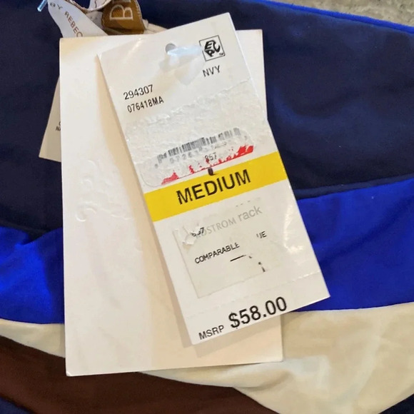 Becca navy striped bikini bottom size medium - Picture 6 of 12